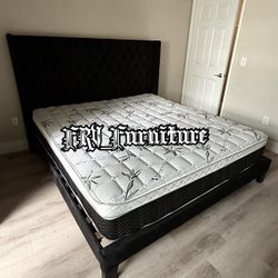 King Black Bed Frame With Mattress 