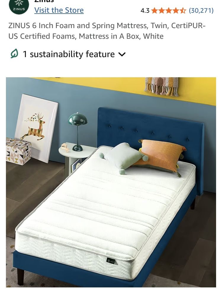 Like New - Twin Bed, Frame, Mattress - Like New