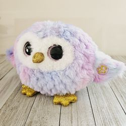 10"L X5"H Multicolored Blue & Purple Big Eyed Animated Owl Plushie Who Plays the Itsy Bitsy Spider and Pop Goes the Weasel Nursery Rhymes when His Win