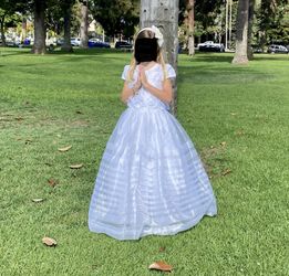 Dress for First Communion or Flower girl (size 8-9), Headband, and shoes (size 2) - All for $60