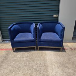 Modern Blue Barrel Accent Chairs – Upholstered Lounge Chairs