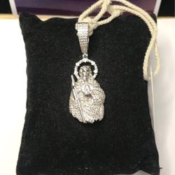 925 Sterling Silver 0.95CT Moissanite Saint Jude Pendant 