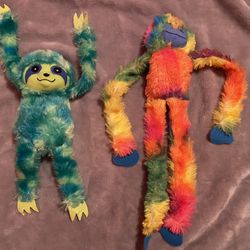 Fiesta goffa sloth Rainbow Long Legs Hanging Monkey Plush Stuffed Animal lot 2