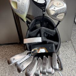 Mens RIGHT Handed AMF Wide Track 12pc Golf set, with AMF Golf Bag w/stand