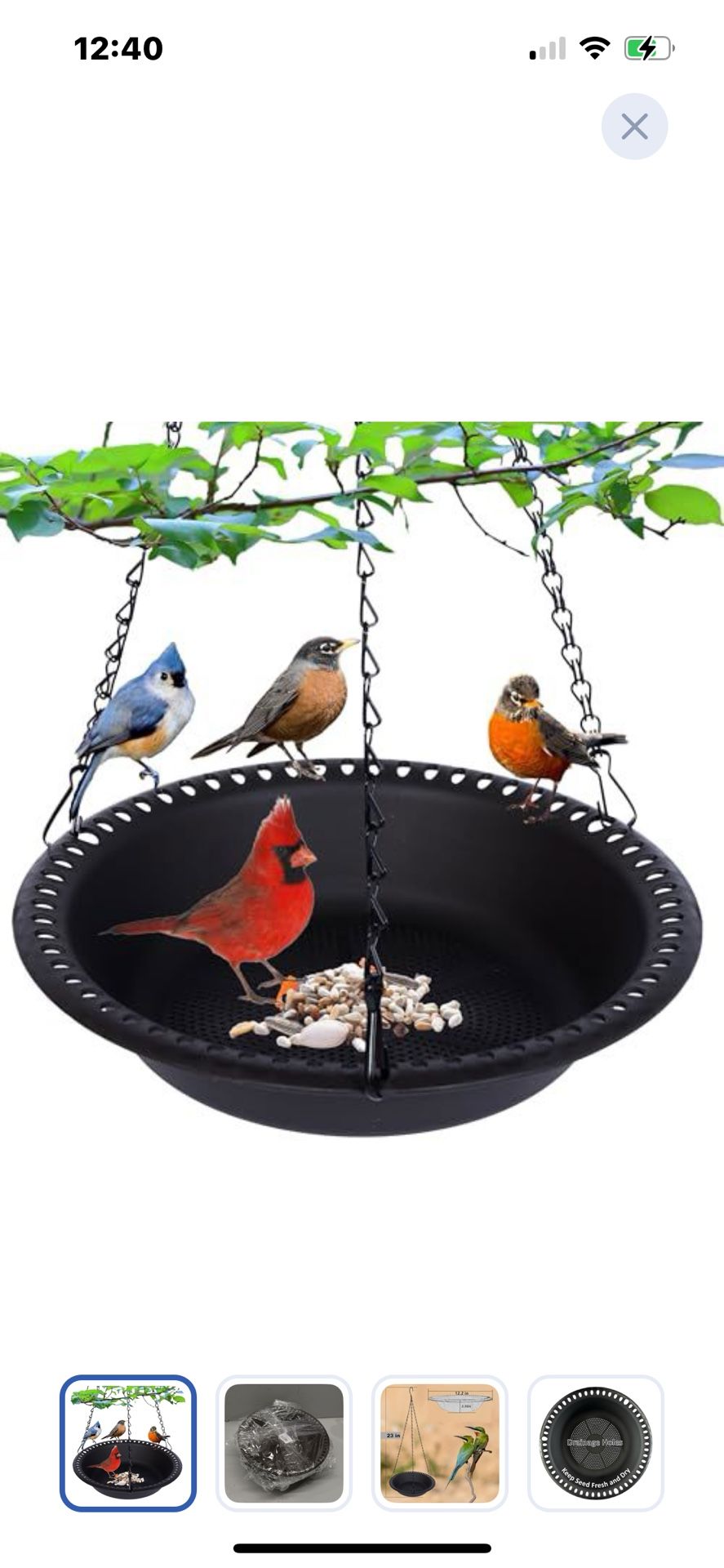 “New”Hanging Bird Feeder W/drainage Holes(12” Black&brown)retail$25
