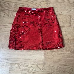 Red Sequin Mini Skirt