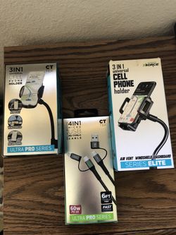 3 In 1 Universal Cell Phone Holders & Chargers Brand New 