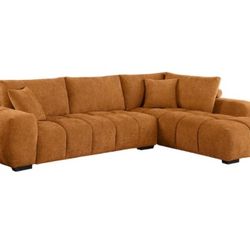 Camacho Upholstered Chaise Sectional Sofa Orange