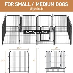 Dog Playpen 14 Panels 32" High Heavy Duty Dog Fence Puppy Pen for Large Medium Small Dogs Indoor Outdoor Pet Exercise Pen
