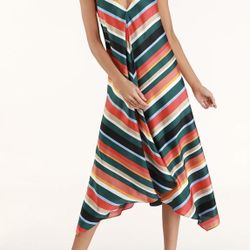 Lulu's Asymmetrical Striped Halter Dress