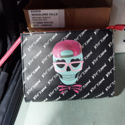Betsy Johnson Black And Pink Skull With Cap And Glasses Bag