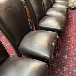 6 Black Faux Leather Dining Chairs 