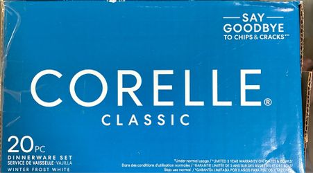 NEW Corelle Classic 20-Piece Dinnerware Set - Winter Frost White