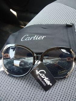 Cartier Sunglasses... Women's Black With Gold Rims... All Original..