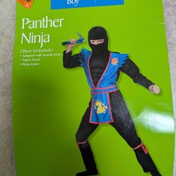 Panther Ninja Halloween Costume Children Boy M(7-8) Blue
