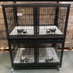 Brand New 43” Dog Kennels 2-Cages With 4-Banks All Have Removable Dividers,Trays, Wheels🐶perfect For Groomer Or Breeder👍🏻 