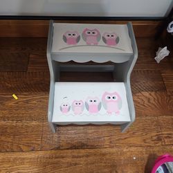 Owl pink step stool