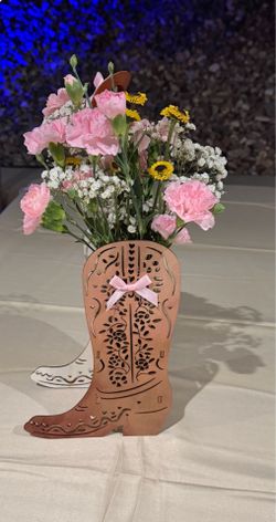Boot vase decor for centerpieces