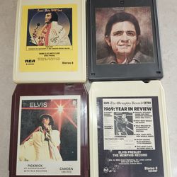 Ultra Rare (4) 8 Track Tapes 3 Elvis (1) Johnny Cash
