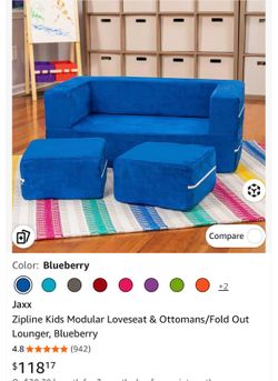 Jaxx Zipline Kids Modular Loveseat & Ottomans (kid sofa)