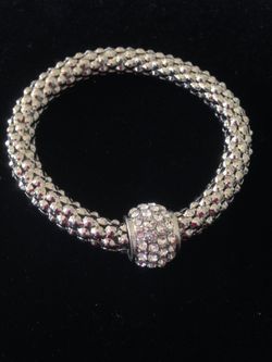 Bracelet silver plated with rhinestones