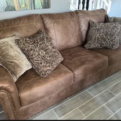Faux Leather Weathered Style Couch 