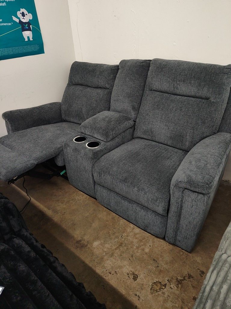 New Gray Power Reclining Loveseat