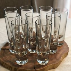 Carlo Moretti Italian Brunch Tumblers Gump Bullet Glasses Set of 9,  7”h 6.5oz