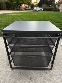Elfa Black Metal Mesh 3-Drawer Storage Unit