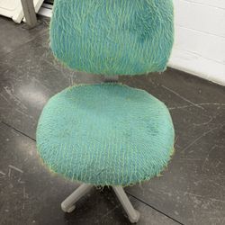 Vintage Mid-Century Modern Swivel Office Chair with Shag Upholstery