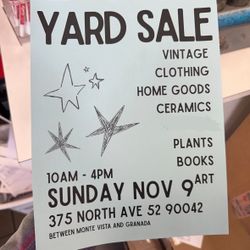 YARD SALE Sunday Nov 11/9