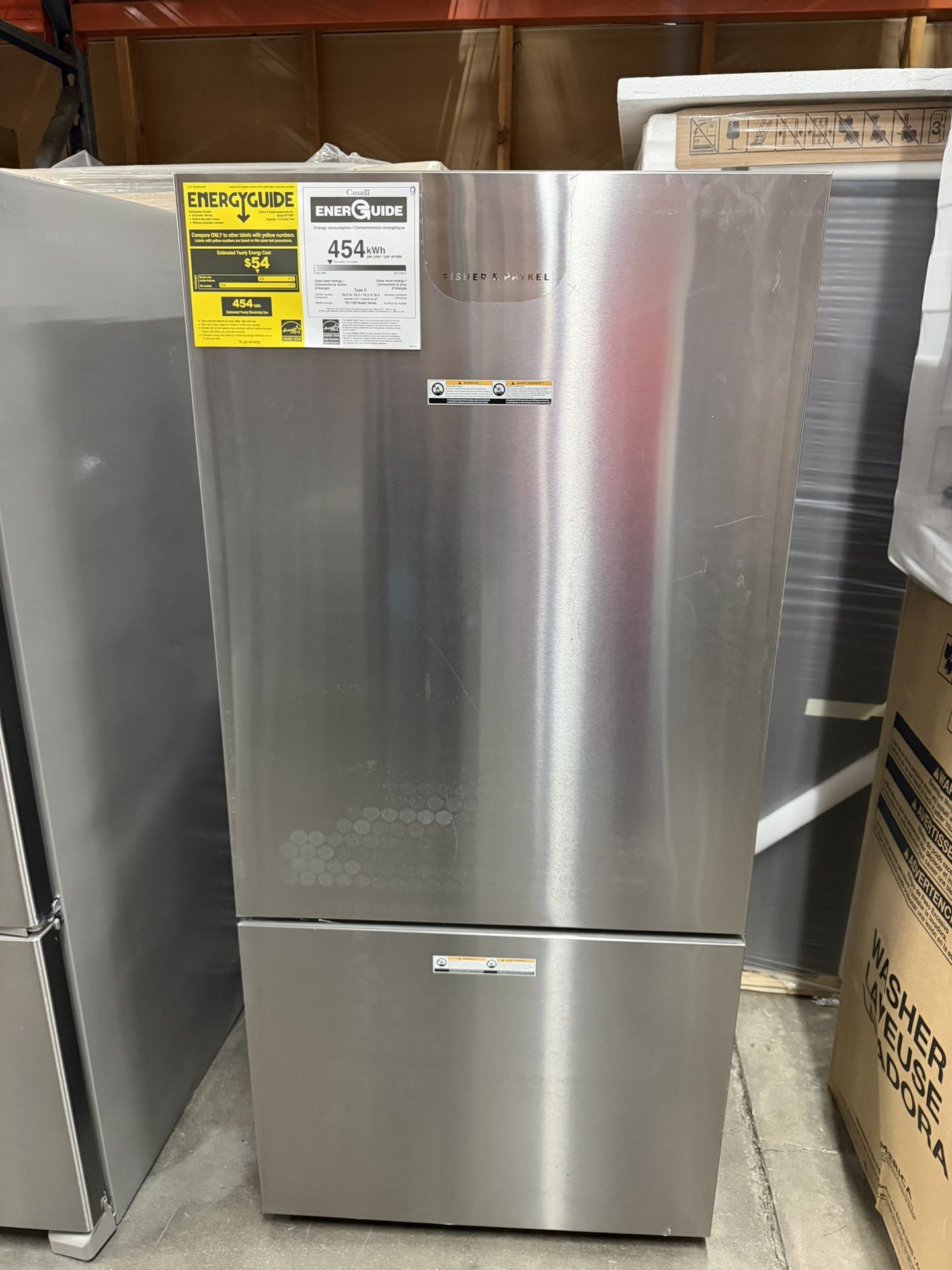 Fisher & Paykel - ActiveSmart 17.5 Cu. Ft. Bottom-Freezer Counter-Depth Refrigerator - Stainless Steel