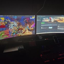 2 Viotek 32" Curved Monitors.  White