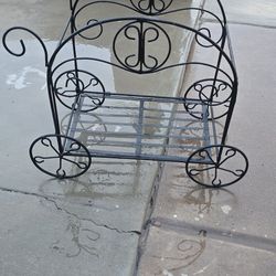 Wrought Iron Decorative Plant Stand / Mini Garden Cart