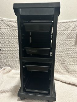 Professional Black Rolling Salon Trolley Cart w/ Lockable Door & Drawers