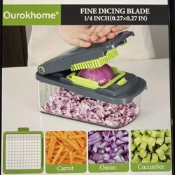 Ourokhome Vegetable Chopper Onion Cutter with Container 2 in 1 chopper 2 blades