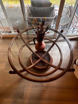Vintage Bamboo And Glass Coffee Table