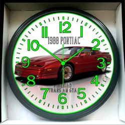 Wall Clock 1988 Firebird Pontiac Trans Am Garage Shop Glow In The Dark Wall Clock New!