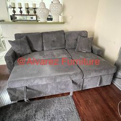 Corduroy Sectional Sleeper With Storage