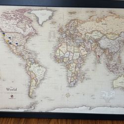 World Map With Magnetic Pins