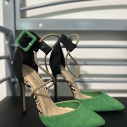 Green Black Heels 