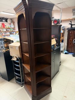 Set of 2 Drexel Vintage Cherry Corner Bookcases