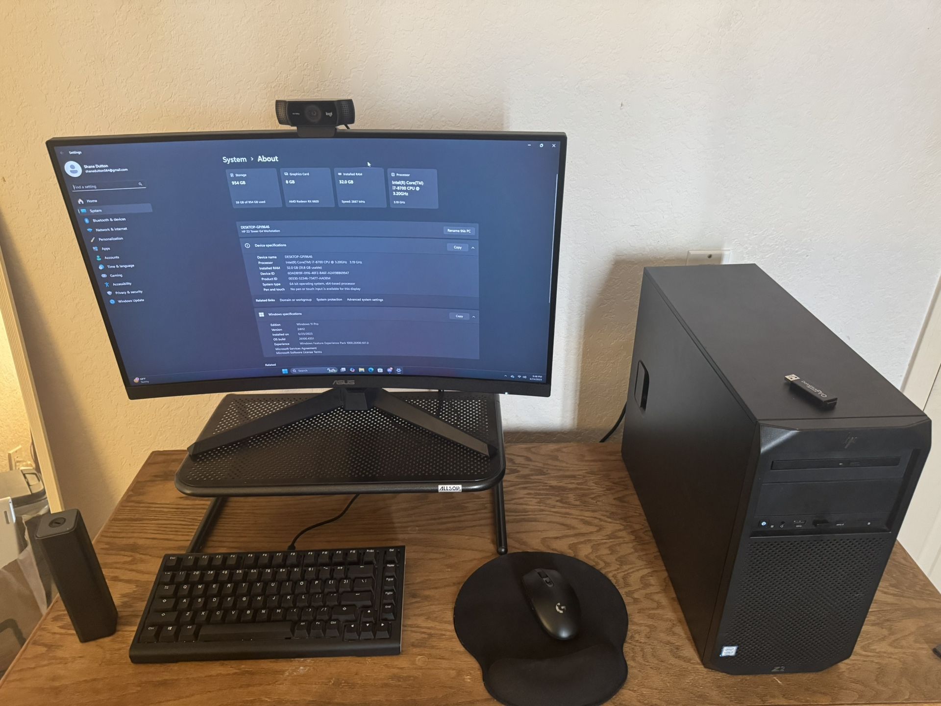 HP Z2 G4 Gaming PC — AMD RX 6600 | Intel i7 8700 | 32GB RAM | 1TB NVMe