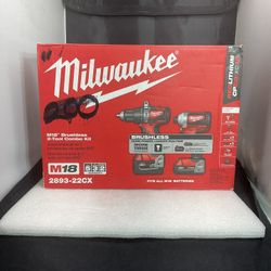 NEW Milwaukee 2893-22CX M18 Brushless Hammer Drill & Impact Combo Kit 