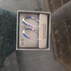 Sterling silver genuine Crystal hoop earrings