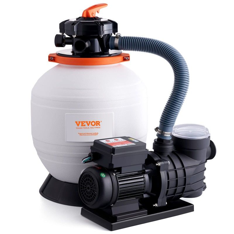 VEVOR Sand Filter Pump for Above Ground Pool, 14" Sand Filter, 3/4 HP Pool Pump w/ Automatic Timer, 3000GPH, 115V, 6 Way Valve, Sand Filter Combo Set,