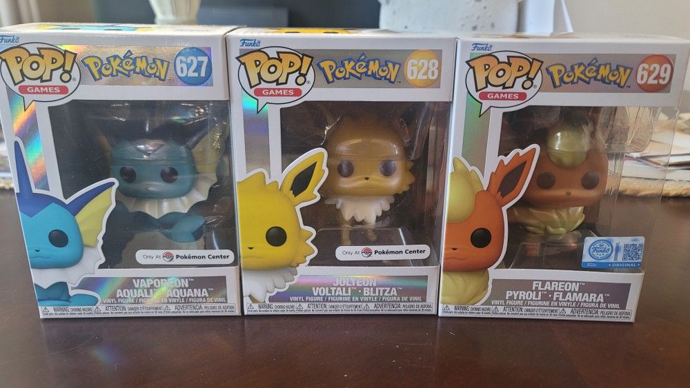 Funko Pop Pokemon Flareon Jolteon Vaporeon Pearlescent Exclusives