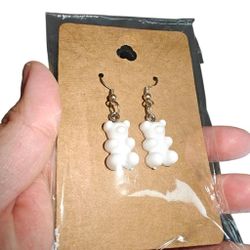 White Kawaii White Gummy Dangle Earrings 
