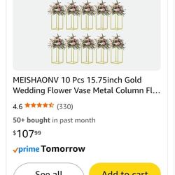 Gold Wedding Flower Vase Metal
