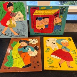 Vintage 1960's Playskool Wood Puzzles